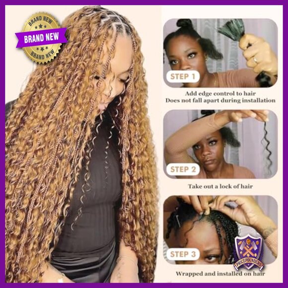 24 Inch Deep Wave Human Hair Extensions 2 Bundles Boho Braiding main image 4